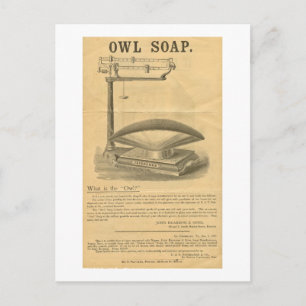 Werbeplakat für Vintage Owl Soap Postkarte