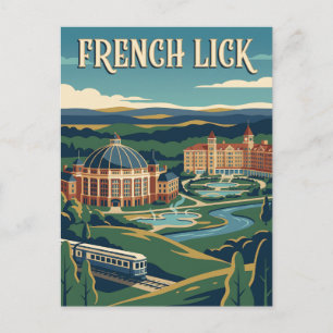 Werbeplakat im Retro-Stil für French Lick Indiana Postkarte