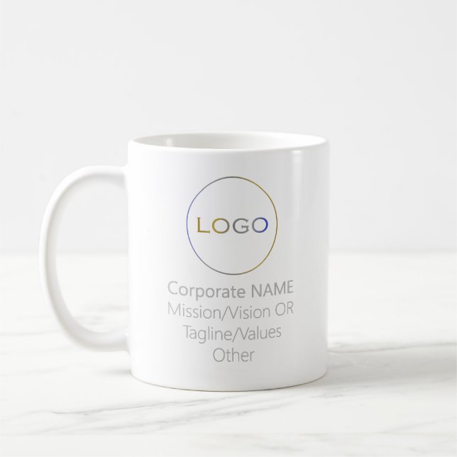 Werbesilber für Corporate Round-Logos Kaffeetasse (Links)