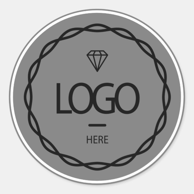 Werbespezifische Logo-Verpackung Grau-Rahmen Runder Aufkleber (Vorderseite)