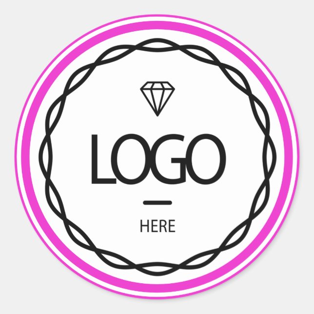 Werbespezifische Logo-Verpackung Rosa Rahmen Runder Aufkleber (Vorderseite)