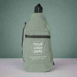 Werbeunternehmen: Grüner Text & Logo Crossbody Bag