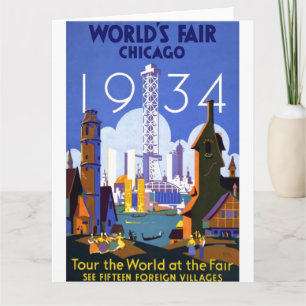 Werbung auf der Vintagen Chicago World-Messe 1934 Karte