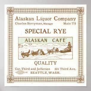 Werbung der Alaskan Liquor Company um 1912 Poster