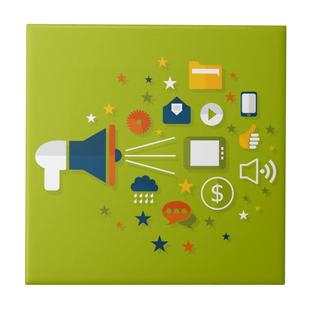 Werbung eines Megaphons Fliese (Vorderseite)