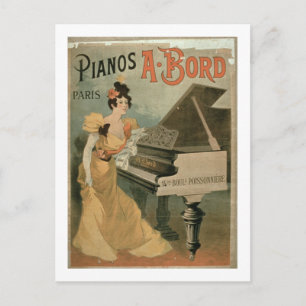 Werbung für 'A. Bord Pianos, Paris' (Farbe Postkarte