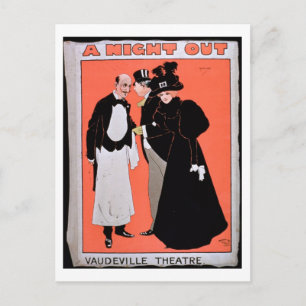 Werbung für "A Night Out" im Vaudeville Postkarte