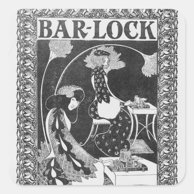 Werbung für Bar-Lock-Schreibmaschinen, c.1895 Quadratischer Aufkleber (Vorderseite)