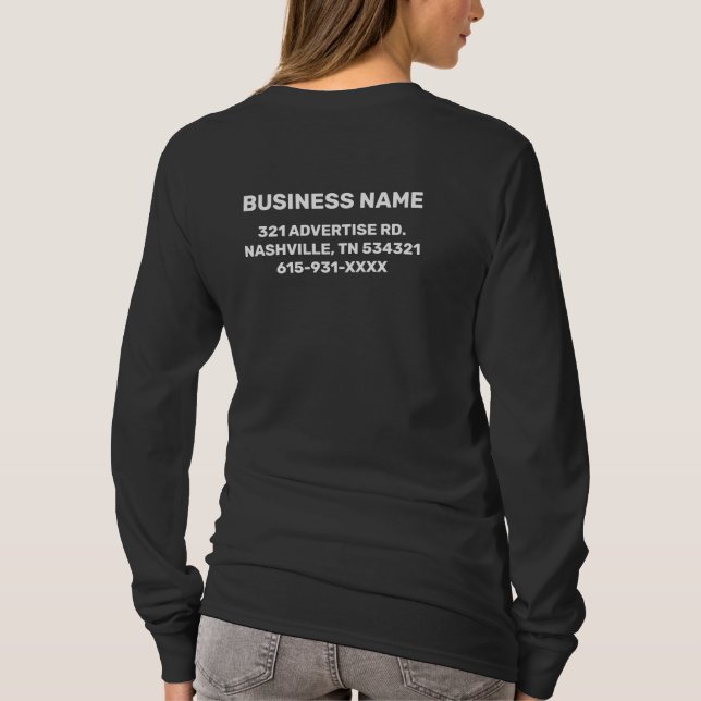 Werbung für benutzerdefinierte Firmennamen Schwarz T-Shirt (Rückseite)