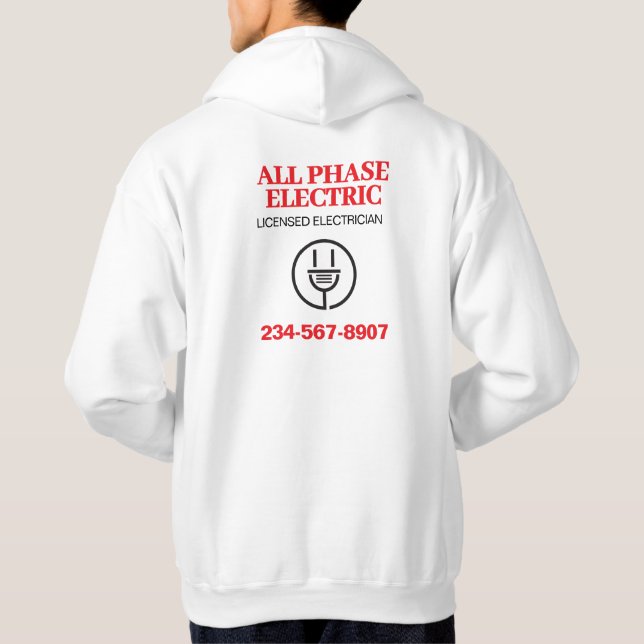 Werbung für berufliche Elektrogeräte Hoodie (Rückseite)