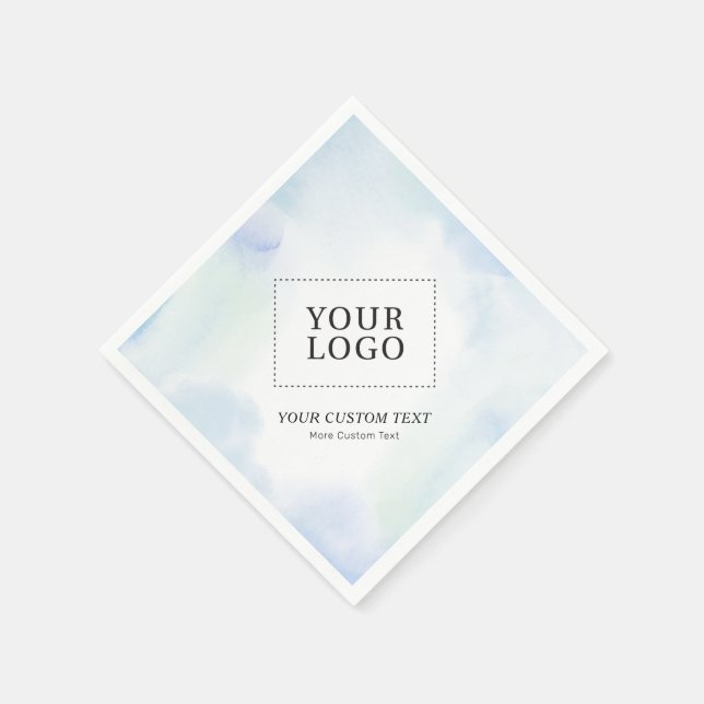 Werbung für Blue Watercolor Custom Business Logo Serviette (Ecke)