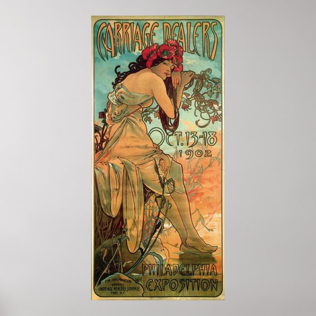 Werbung für Carrage-Händler durch Alphonse Mucha Poster (Vorne)