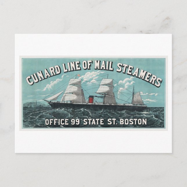 Werbung für Cunard Line-Mail-Dampfgeräte Vintag Postkarte (Vorderseite)