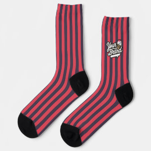 Werbung für das Logo "Rot und Schwarz gestreift" Socken