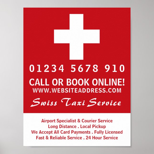 Werbung für das Schweizer Taxi Poster (Vorne)