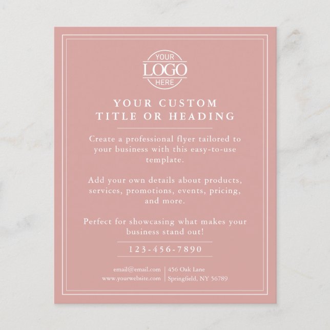 Werbung für einfache Dusty-Rose-Firmenlogos Flyer (Vorne)