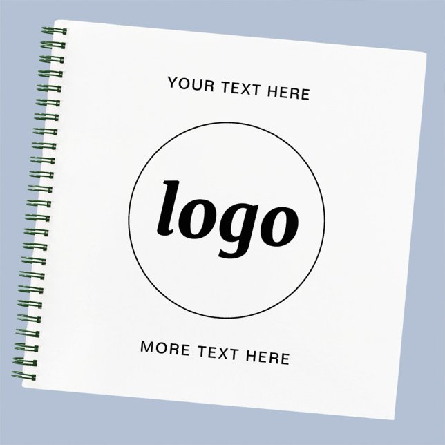 Werbung für einfache Logotexte Notizbuch (Simple logo and custom text business promotional notebook with choice of cover type and interior)
