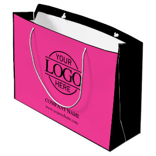Werbung für Firmenlogos mit rosa und schwarzen Mar Große Geschenktüte