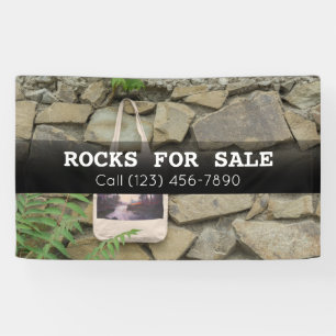 Werbung für große Felsen für den Verkauf von Lands Banner
