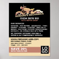 Werbung für klassische Motorräder, Auto-Mechanik u