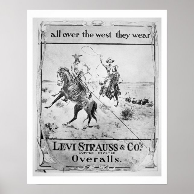 Werbung für Levi Strauss & Co, c.1900 (litho) Poster (Vorne)