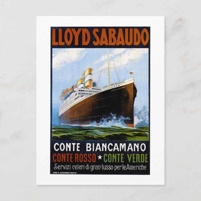 Werbung für Lloyd Sabaudo Vintag Ocean Liner Postkarte (Vorderseite)
