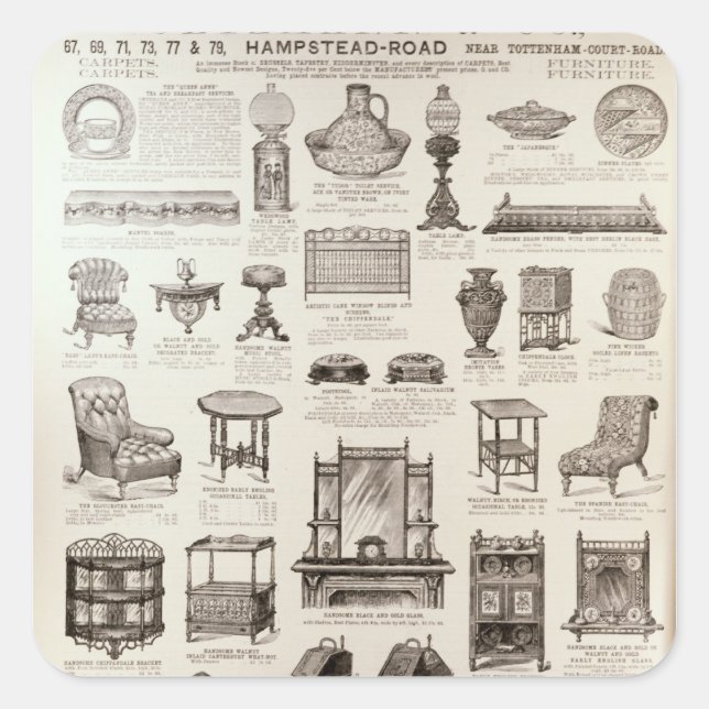 Werbung für Oetzmann & Co. Quadratischer Aufkleber (Vorderseite)