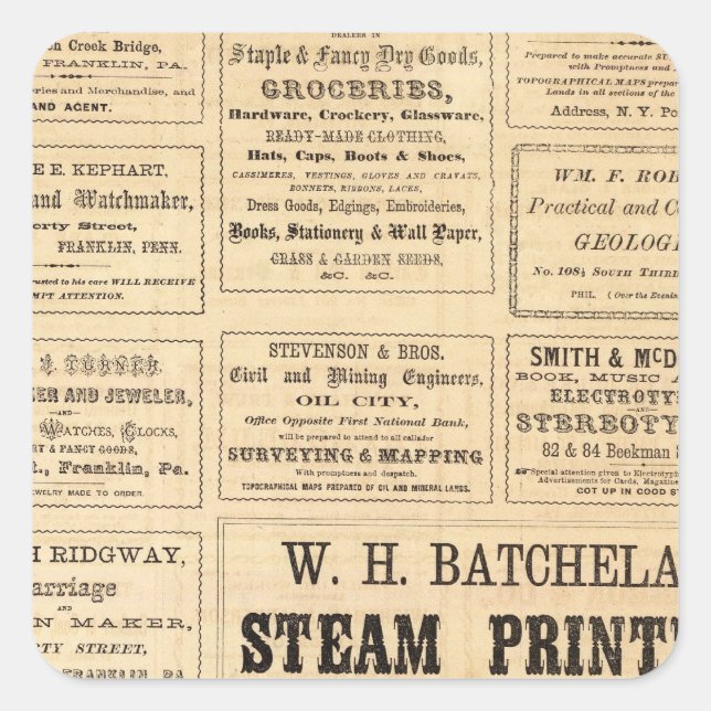 Werbung für Öl Quadratischer Aufkleber (Vorderseite)