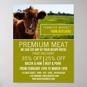 Werbung für Rinder, Bauer und Metzger Poster