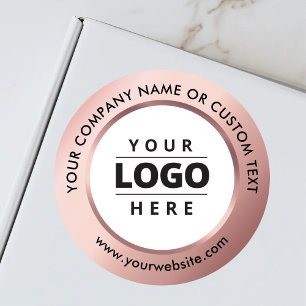 Werbung für Rose-Gold-White-Business-Logos Runder Aufkleber