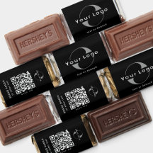 Werbung für schwarze, zweiseitige Logos und QR-Cod
