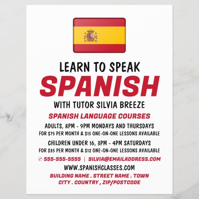Werbung für Spanische Flagge, Spanische Sprachkurs Flyer (Vorne)