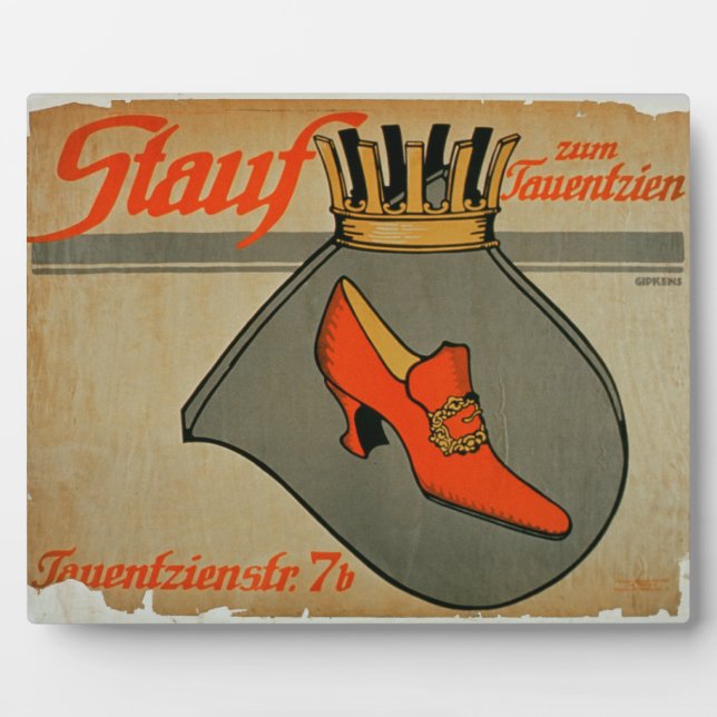 Werbung für "Stauf Shoes" (Farbe litho) Fotoplatte (Vorderseite)
