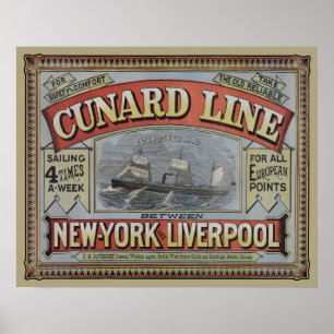 Werbung für Vintage Cunard Line Shipping Company Poster