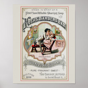 Werbung für Vintage Friseursalons Poster