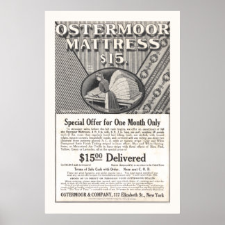 Werbung für Vintage Matratzen von 1906 Poster