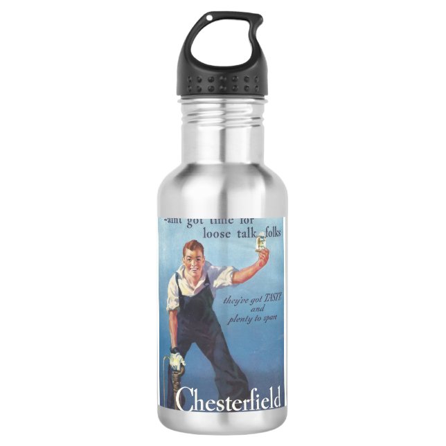 Werbung für Vintage Zigaretten Edelstahlflasche (Vorderseite)
