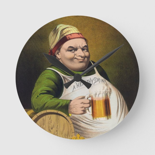 Werbung für Vintages Lagerbier Runde Wanduhr (Vorderseite)