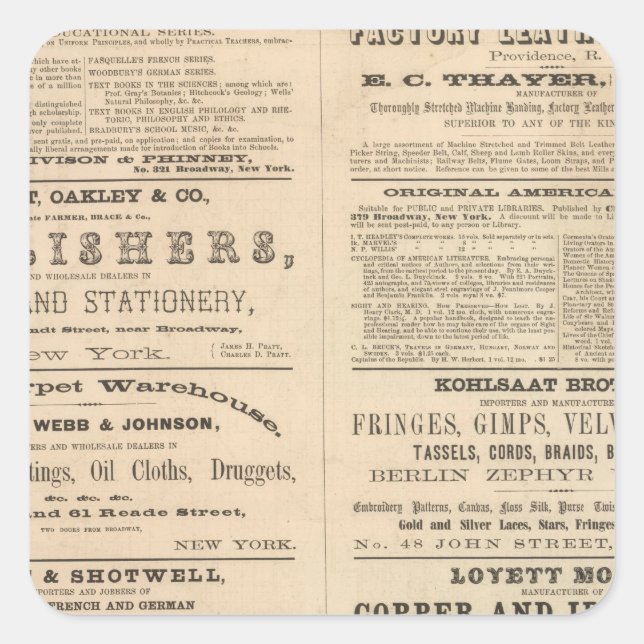 Werbung für zwölf Unternehmen, Quadratischer Aufkleber (Vorderseite)