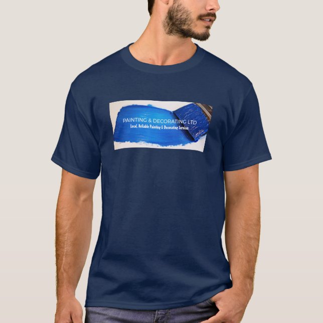 Werbung mit blauen Pinseln, Malern und Dekoratoren T-Shirt (Vorderseite)