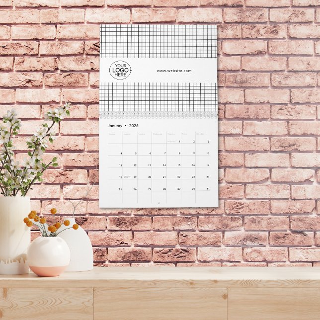 Werbung mit schwarzen und weißen Firmenlogos Kalender (Business Logo Black and White Promotional Calendar)