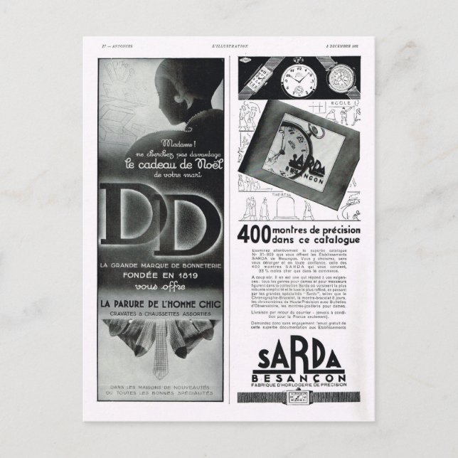 Werbung, Sarda, Besançon Feiertagspostkarte (Vorderseite)