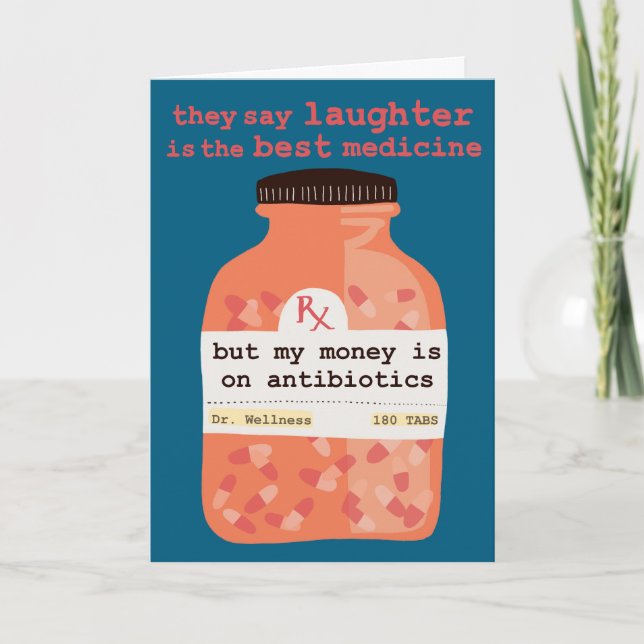 Werde Bald Wieder Gesund Lachen vs Antibiotika IND Karte (Vorderseite)