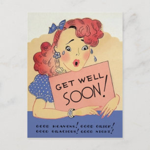 Werde bald wieder gesund Vintage Postkarte