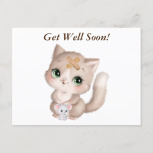 Werde Bald Wieder Gesund Wasserfarben Kitten und M Postkarte