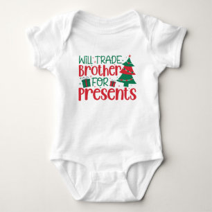 Werde Bruder gegen Geschenke tauschen, Weihnachten Baby Strampler