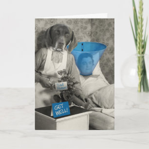 Werde gesund mit lustigem Vintage-Foto einer Hund- Karte
