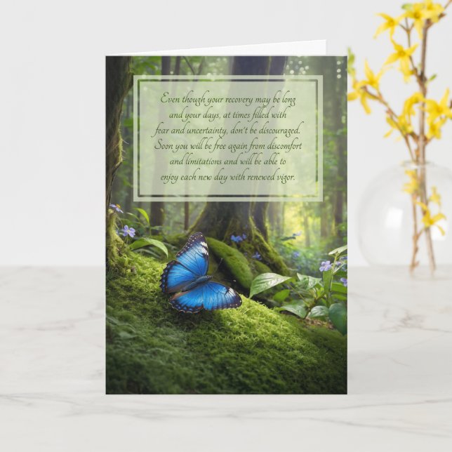 Werde Gesund Sentimentaler Blauer Schmetterling im Karte (Gelbe Blume)