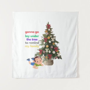 Werde mich unter den Baum legen, um meine Familie  Wandteppich