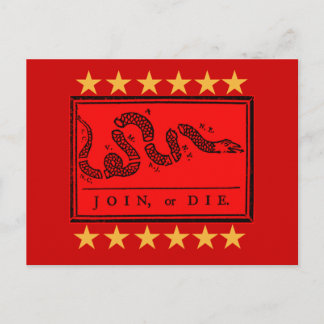 Werde Mitglied oder Die Ben Franklin Banner auf Ts Postkarte